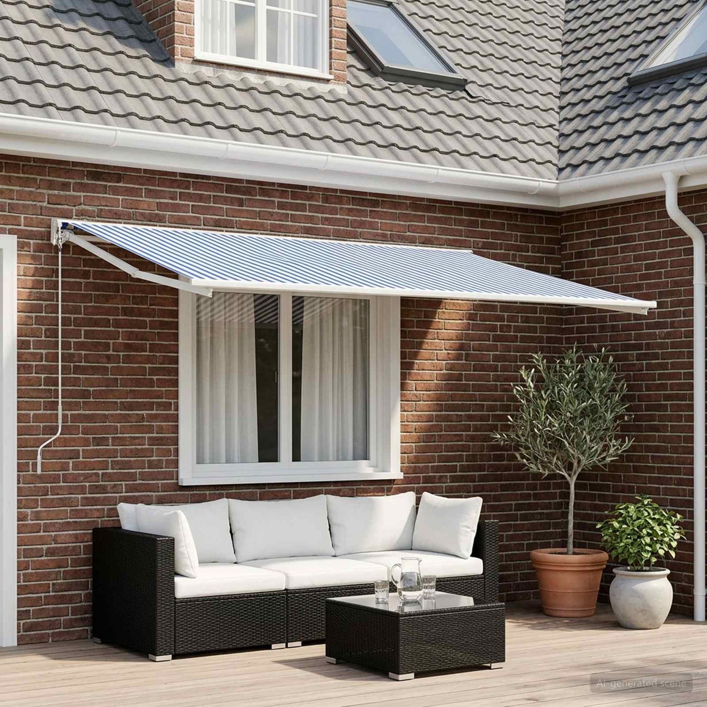 vidaXL Awning Replacement Fabric Blue and White 450 x 350 cm Polyester 1