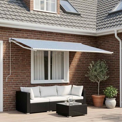 vidaXL Awning Replacement Fabric Blue and White 450 x 350 cm Polyester 1