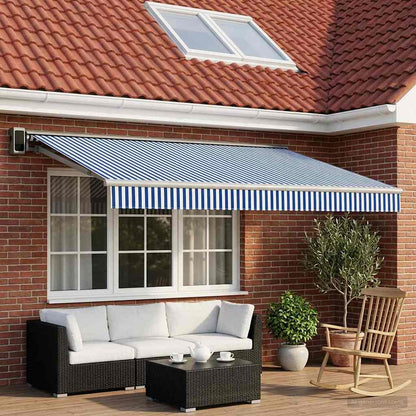vidaXL Awning Replacement Fabric Blue and White 450 x 300 cm Polyester 1
