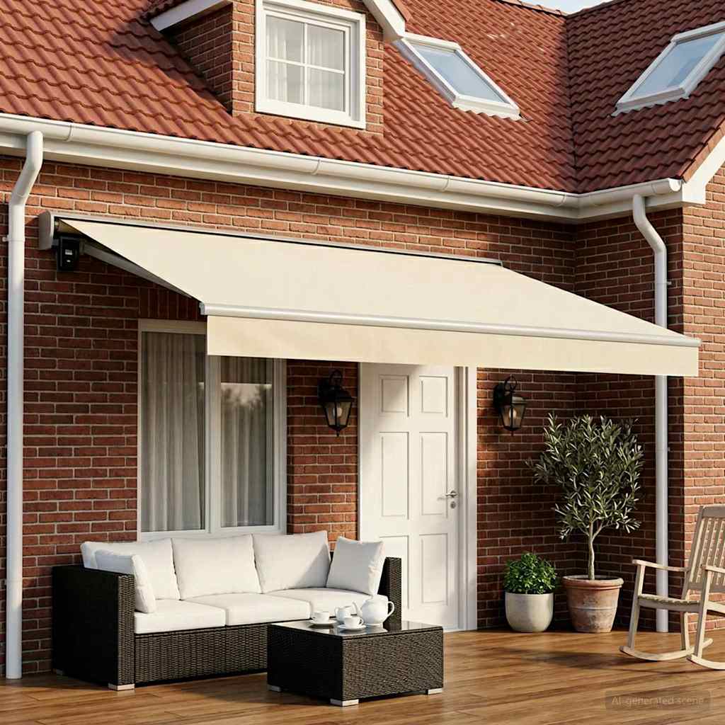vidaXL Awning Replacement Fabric Cream 500 x 300 cm Polyester 1