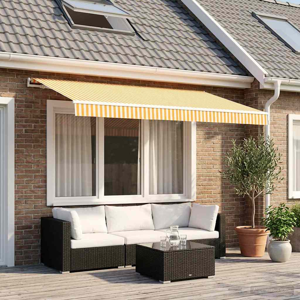 vidaXL Awning Replacement Fabric Yellow and White 350 x 250 cm 1