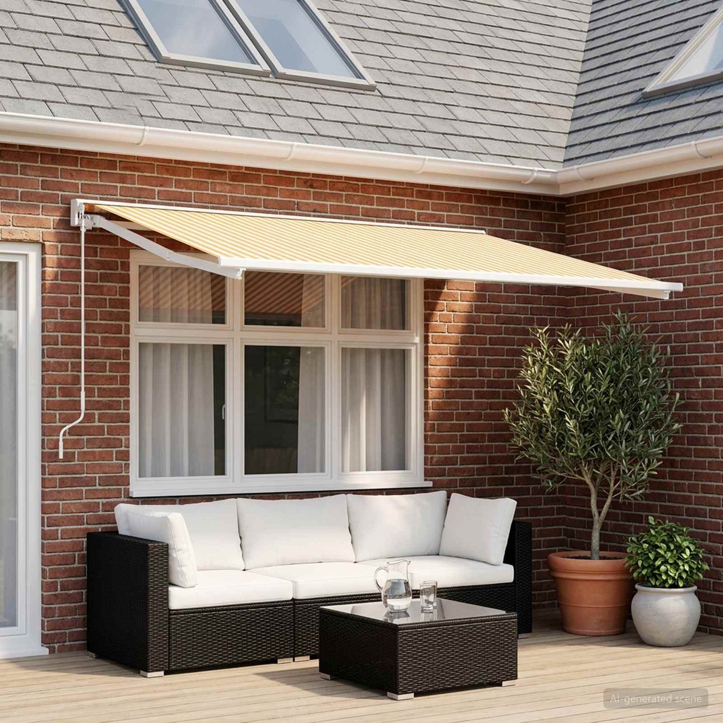 vidaXL Awning Replacement Fabric Yellow and White 400 x 300 cm 1