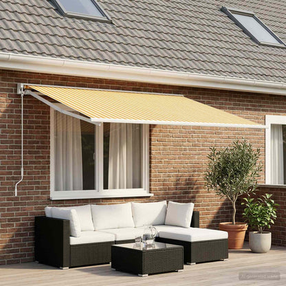 vidaXL Awning Replacement Fabric Yellow and White 450 x 350 cm 1