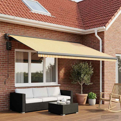vidaXL Awning Replacement Fabric Yellow and White 450 x 300 cm 1