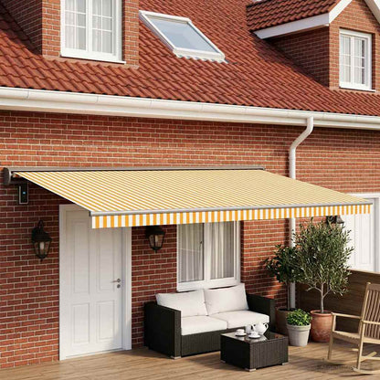 vidaXL Awning Replacement Fabric Yellow and White 500 x 300 cm 1