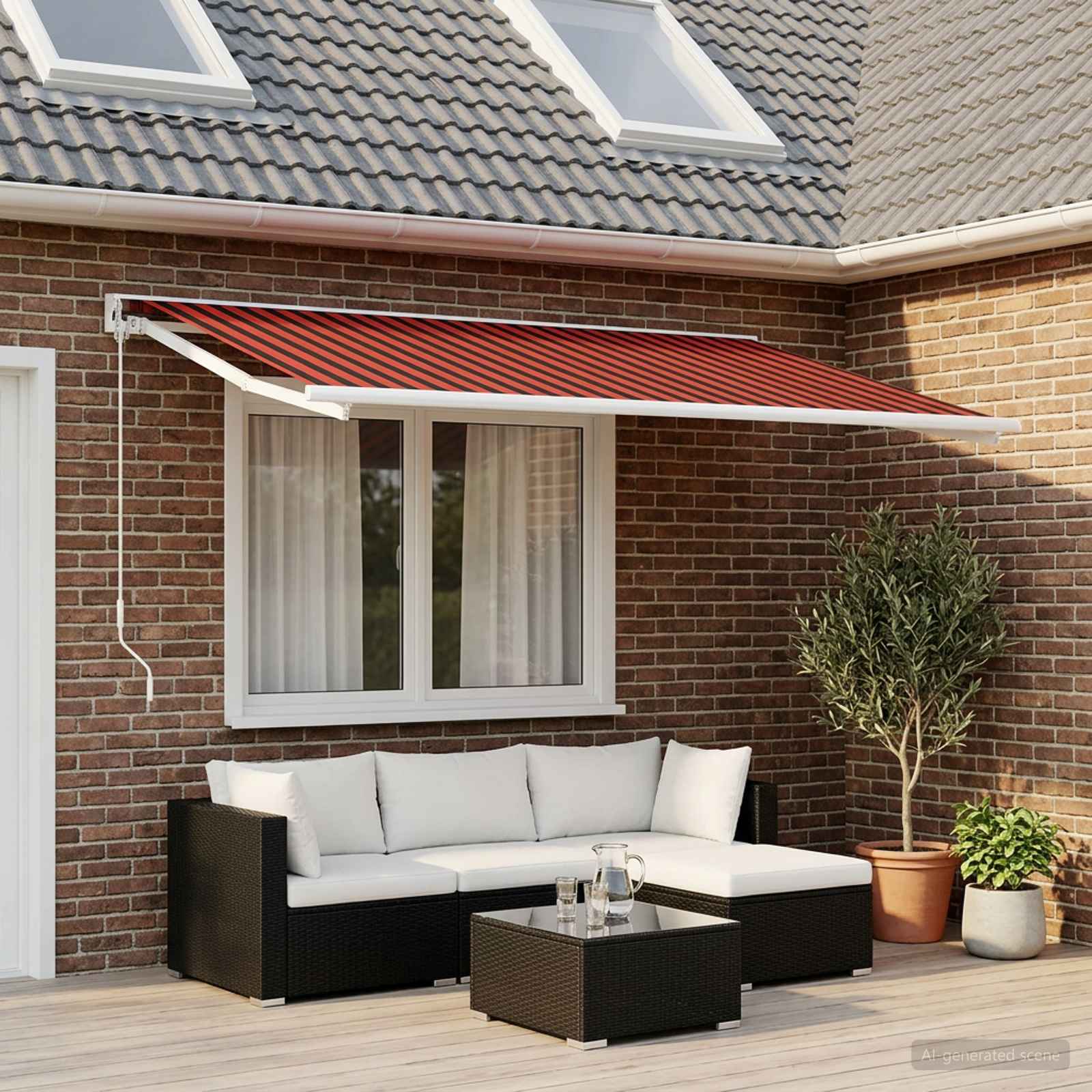 vidaXL Awning Replacement Fabric Orange and brown 400 x 350 cm 1