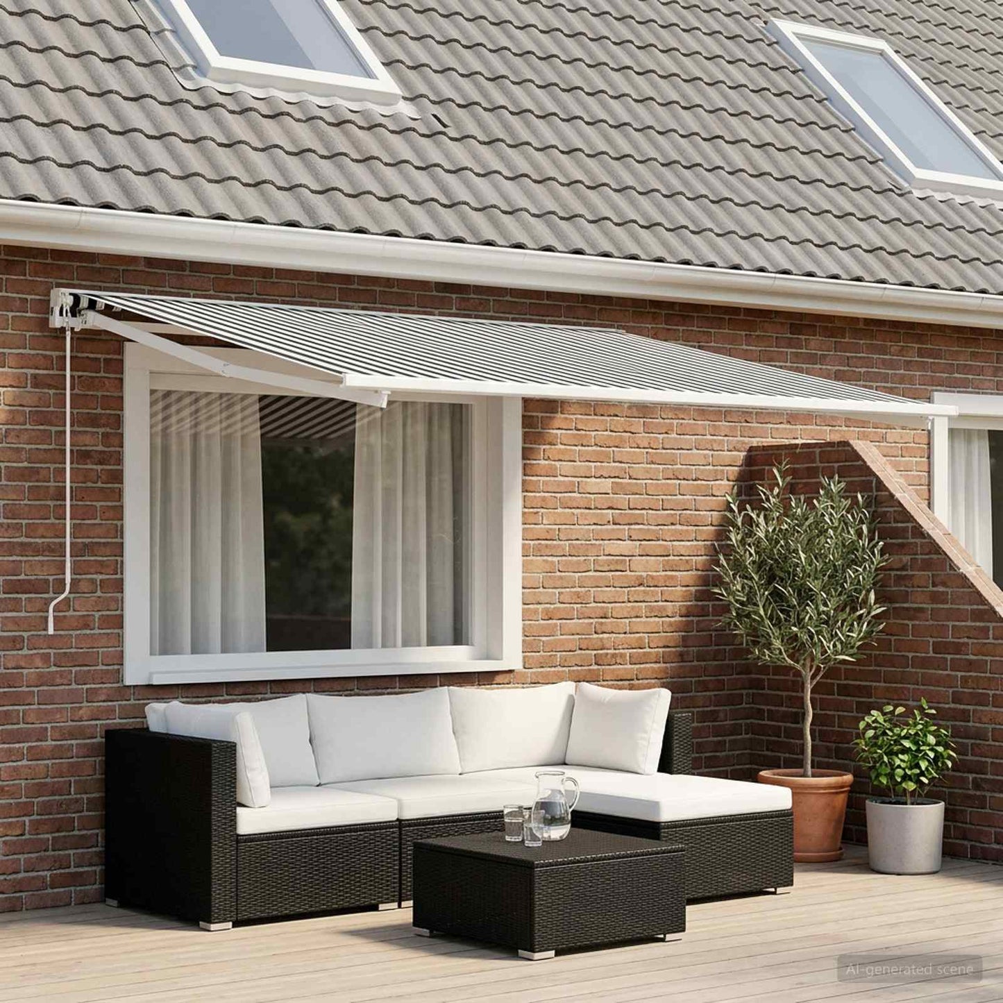 vidaXL Awning Replacement Fabric Anthracite and White 400 x 350 cm 1