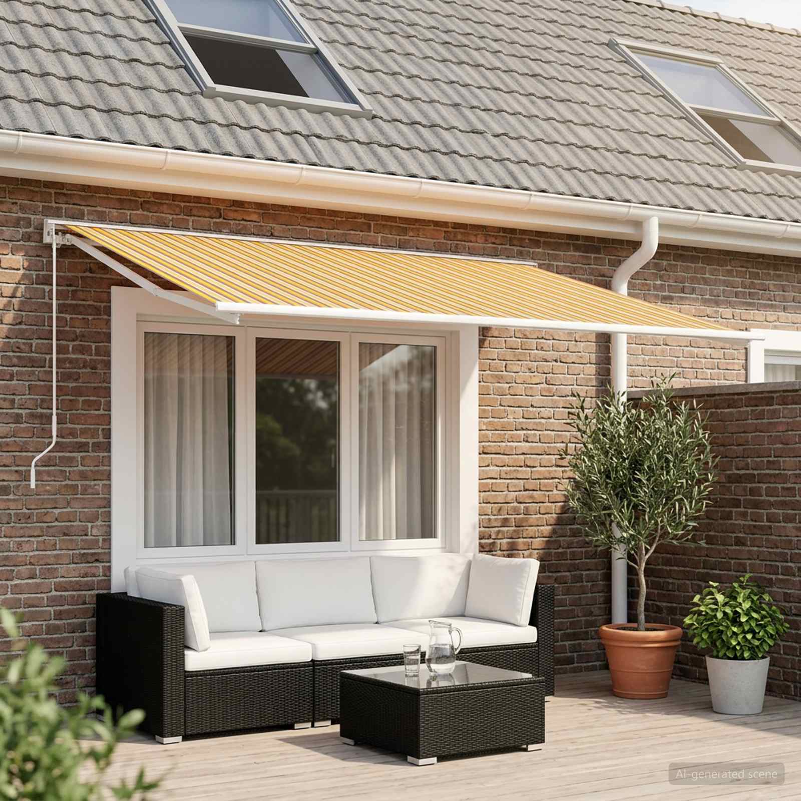 vidaXL Awning Replacement Fabric Orange and Black 350 x 250 cm 1