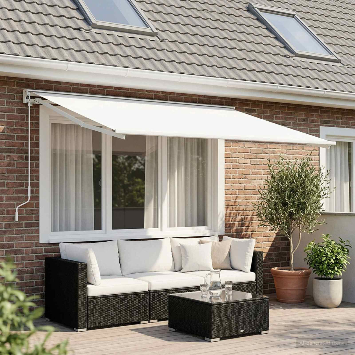 Awning Replacement Fabric 400 x 300 cm Polyester Drop 300 cm Width 400 cm White