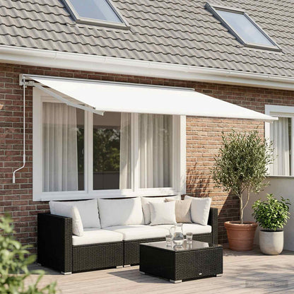 Awning Replacement Fabric 400 x 300 cm Polyester Drop 300 cm Width 400 cm White