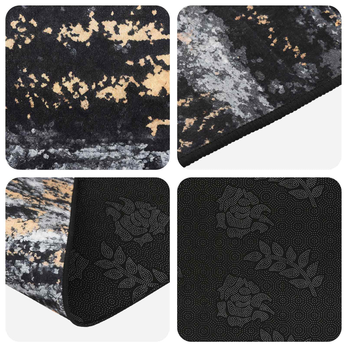 vidaXL Rug Runner LESAKA Black and Gold 100 x 450 cm Diamond Velvet 3