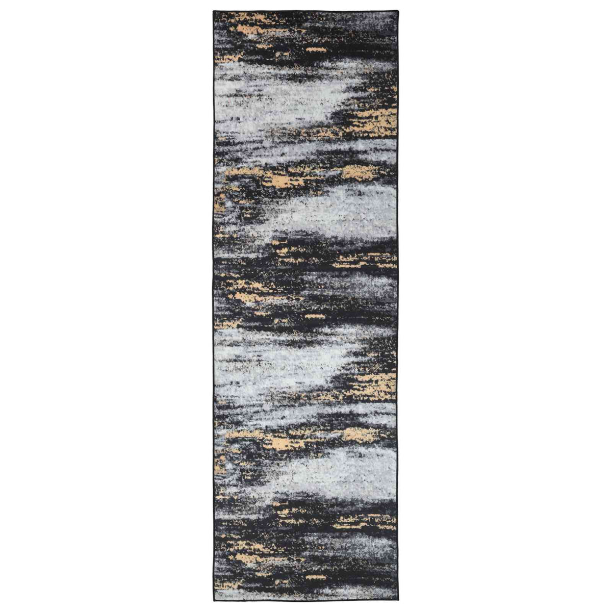 vidaXL Rug Runner LESAKA Black and Gold 100 x 450 cm Diamond Velvet 2