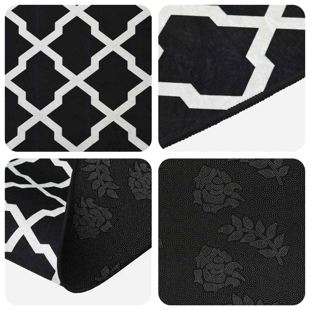 vidaXL Rug Runner LESAKA Black and white 100 x 450 cm Diamond Velvet 3