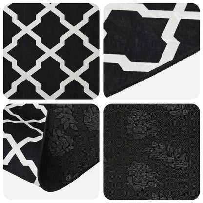 vidaXL Rug Runner LESAKA Black and white 100 x 450 cm Diamond Velvet 3