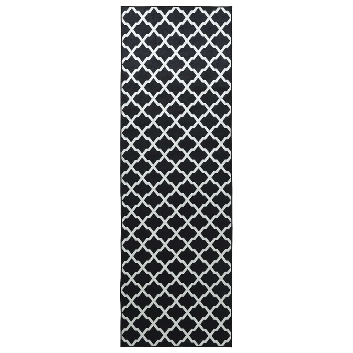 vidaXL Rug Runner LESAKA Black and white 100 x 450 cm Diamond Velvet 2