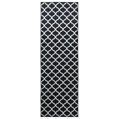 vidaXL Rug Runner LESAKA Black and white 100 x 450 cm Diamond Velvet 2
