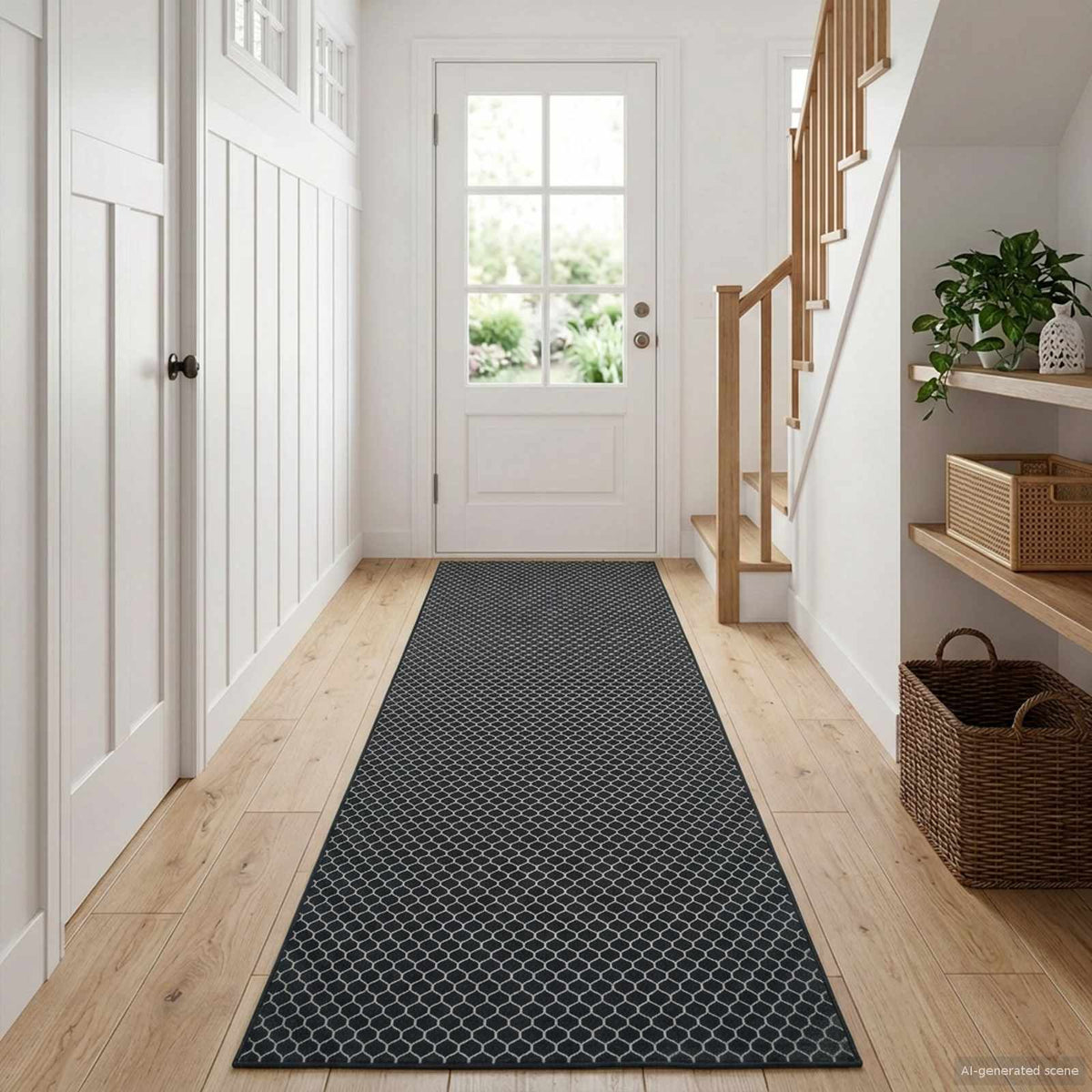 vidaXL Rug Runner ORIZ 1150 gsm Black Mesh Pattern 1