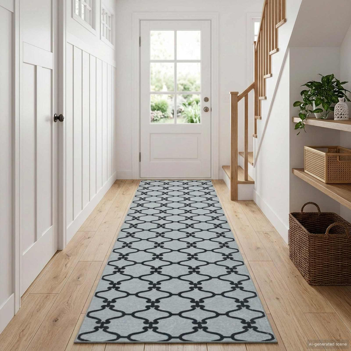 vidaXL Rug Runner ORIZ 1150 gsm Grey Mesh Pattern 1