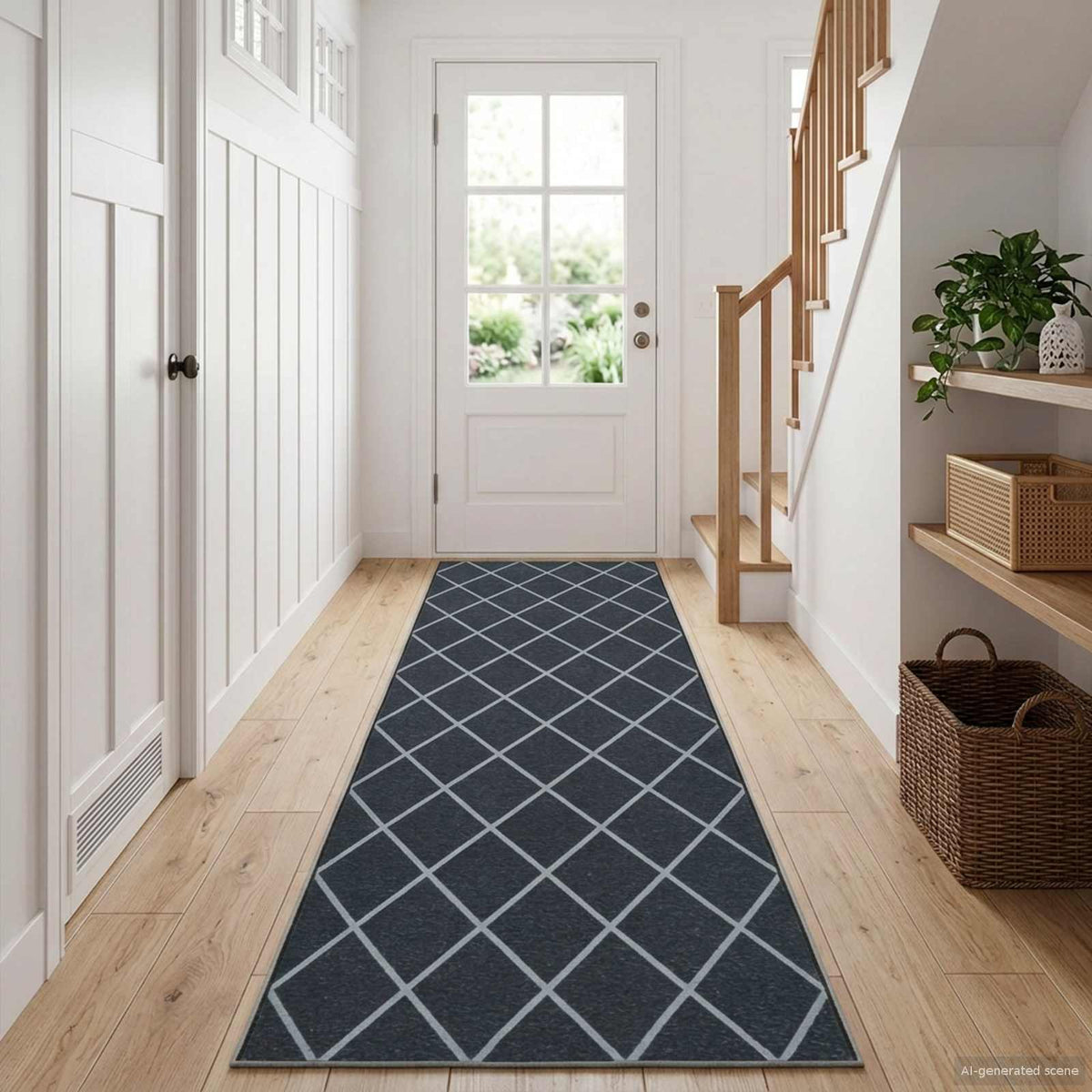 vidaXL Rug Runner ORIZ 1150 gsm Black Diamond Pattern 1