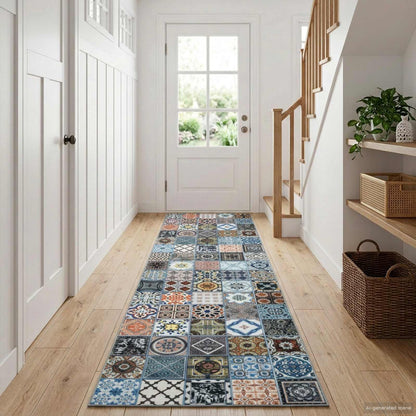 vidaXL Rug Runner ORIZ 1150 gsm Blue 100% polyester chemical fiber 1