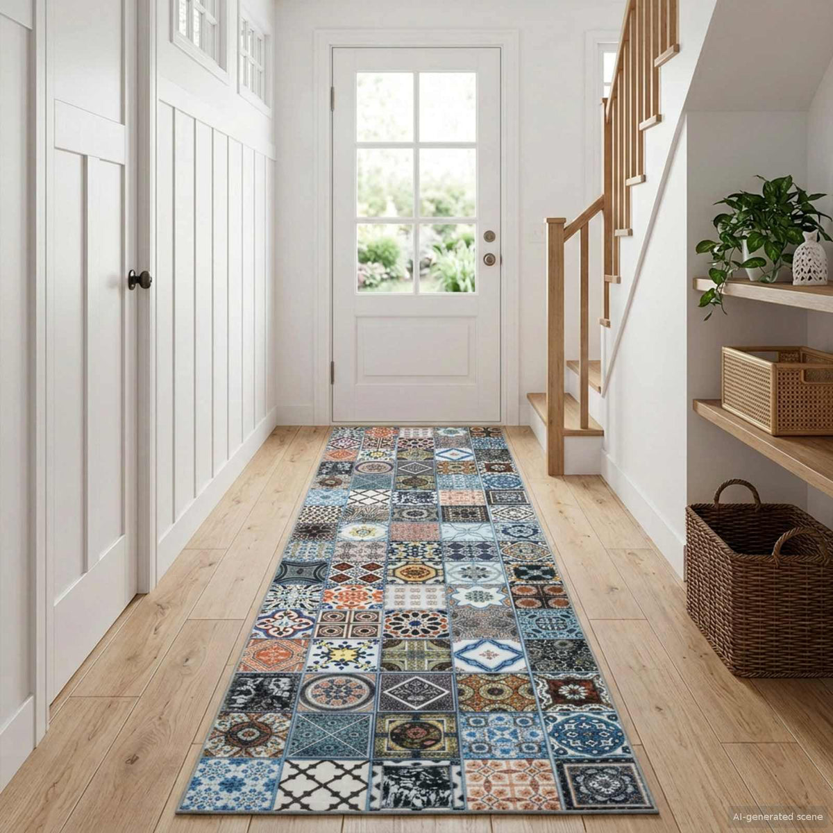 vidaXL Rug Runner ORIZ 1150 gsm Blue 100% polyester chemical fiber 1