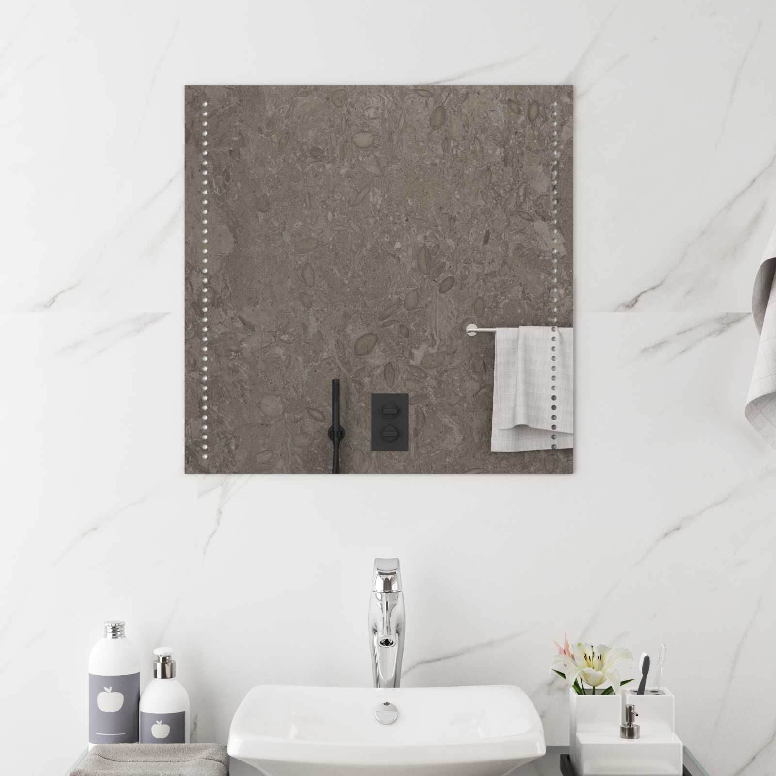 vidaXL LED Bathroom Mirror Transparent 60 x 60 cm Tempered Glass 1