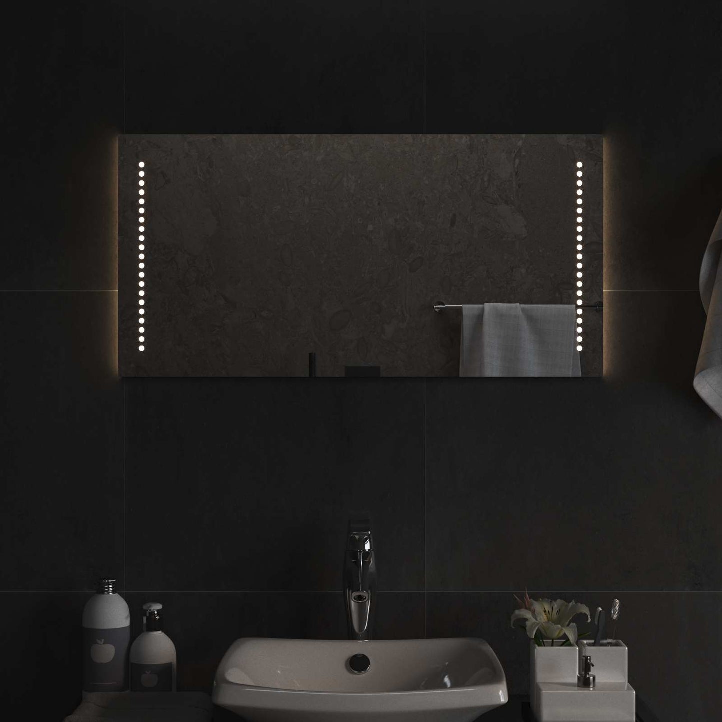 vidaXL LED Bathroom Mirror Transparent 80 x 40 cm Tempered Glass 3
