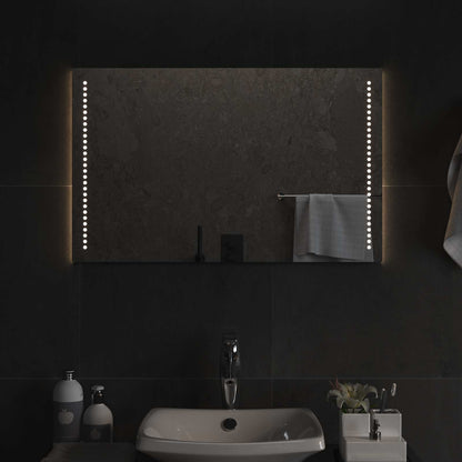vidaXL LED Bathroom Mirror Transparent 80 x 50 cm Tempered Glass 3