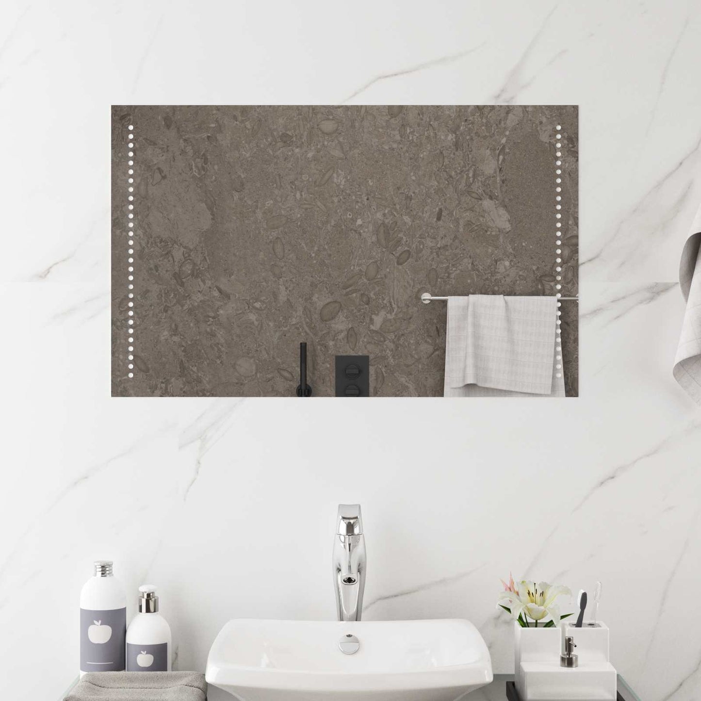 vidaXL LED Bathroom Mirror Transparent 80 x 50 cm Tempered Glass 1
