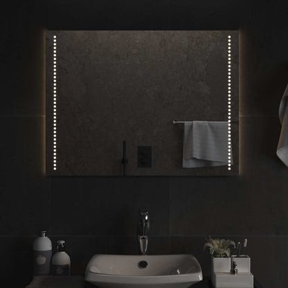 vidaXL LED Bathroom Mirror Transparent 80 x 60 cm Tempered Glass 3
