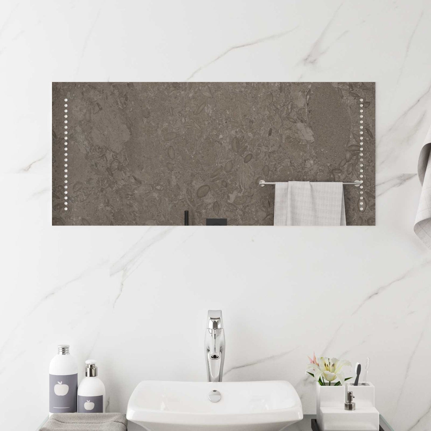 vidaXL LED Bathroom Mirror Transparent 90 x 40 cm Tempered Glass 1