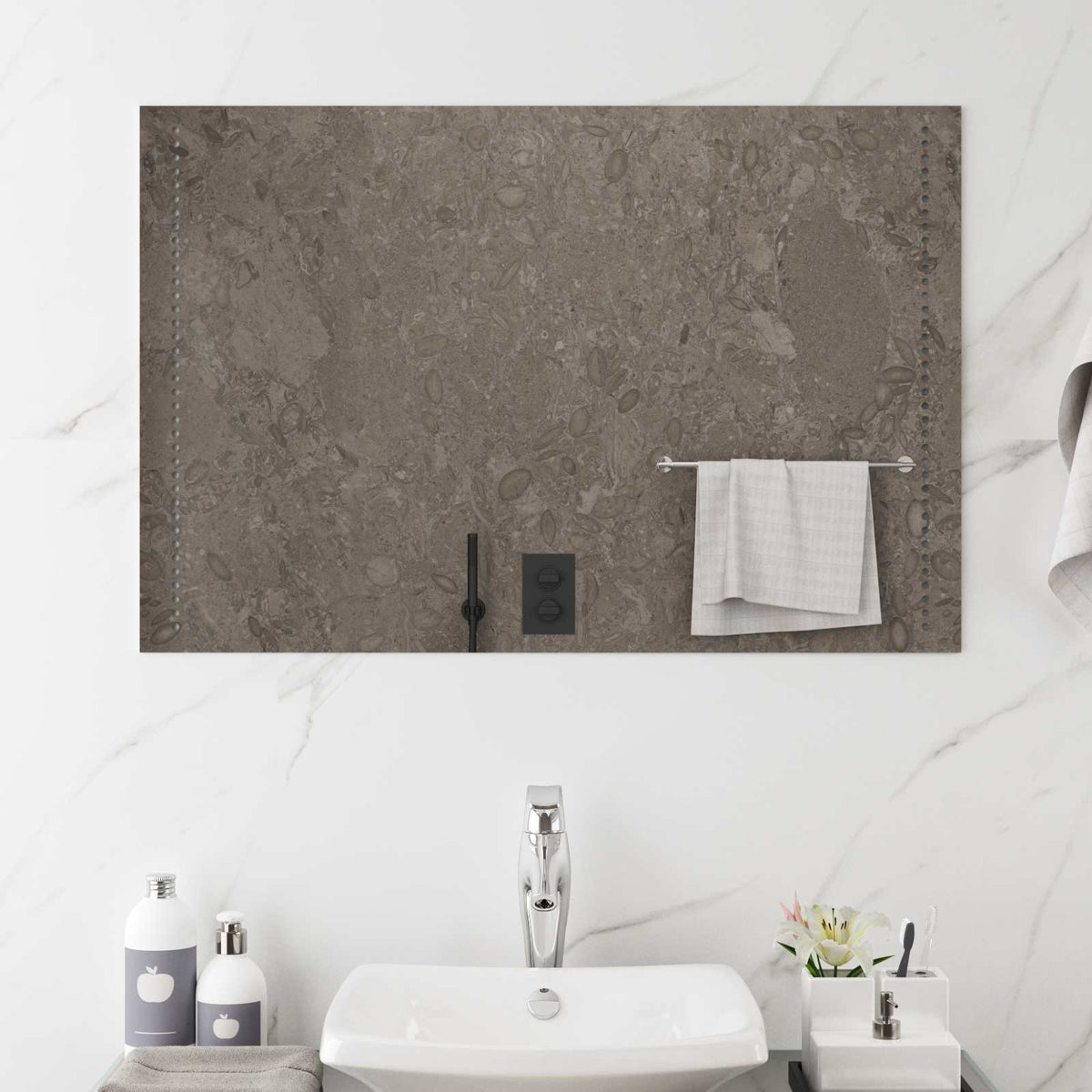 vidaXL LED Bathroom Mirror Transparent 90 x 60 cm Tempered Glass 1