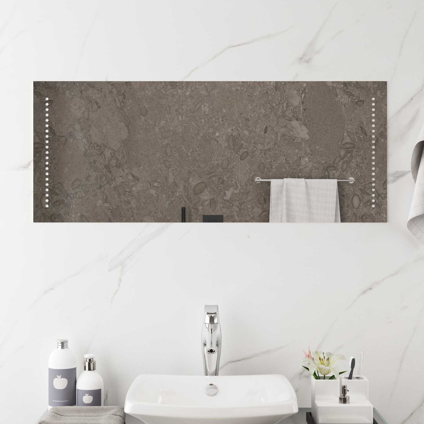 vidaXL LED Bathroom Mirror Transparent 100 x 40 cm Tempered Glass 1