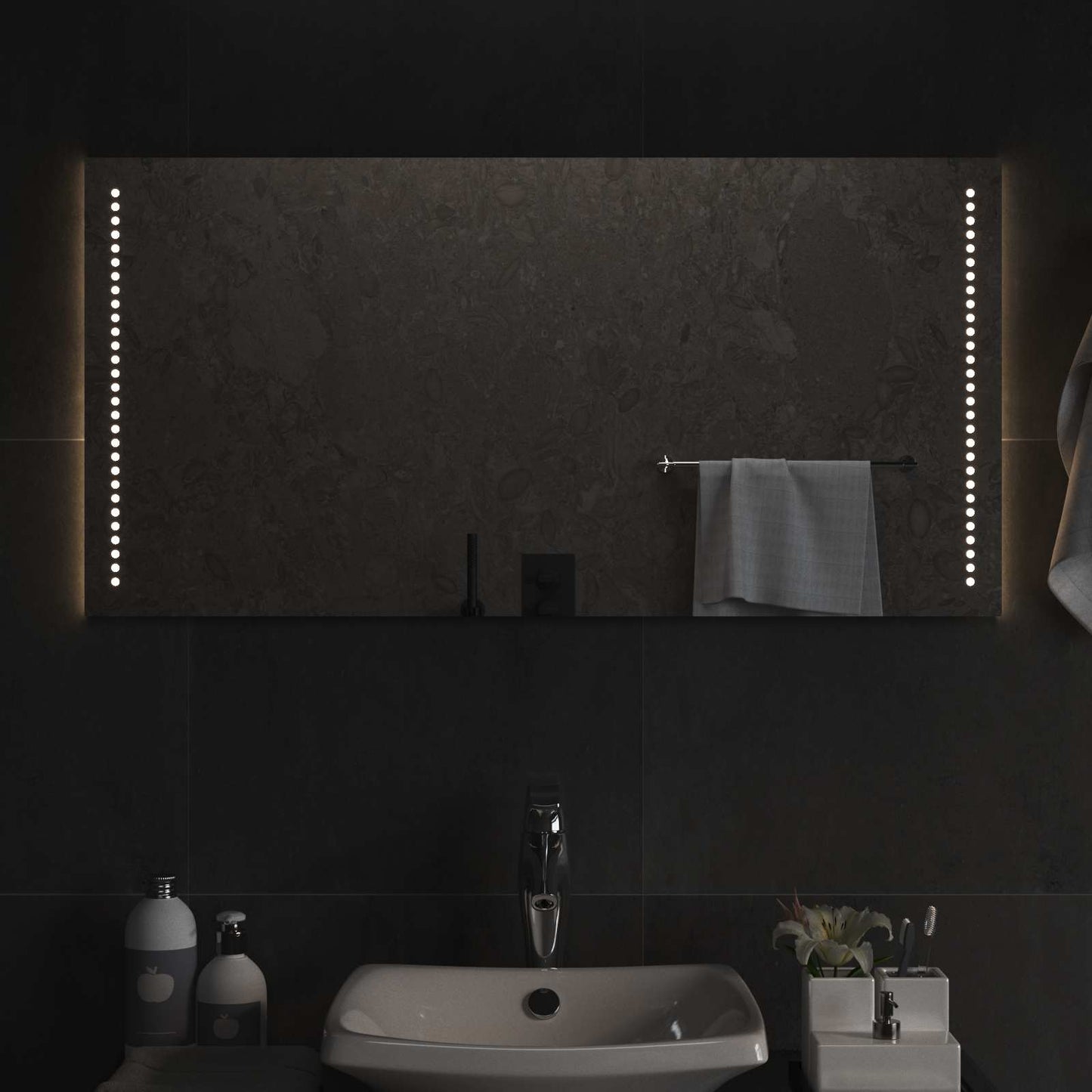 vidaXL LED Bathroom Mirror Transparent 100 x 50 cm Tempered Glass 3