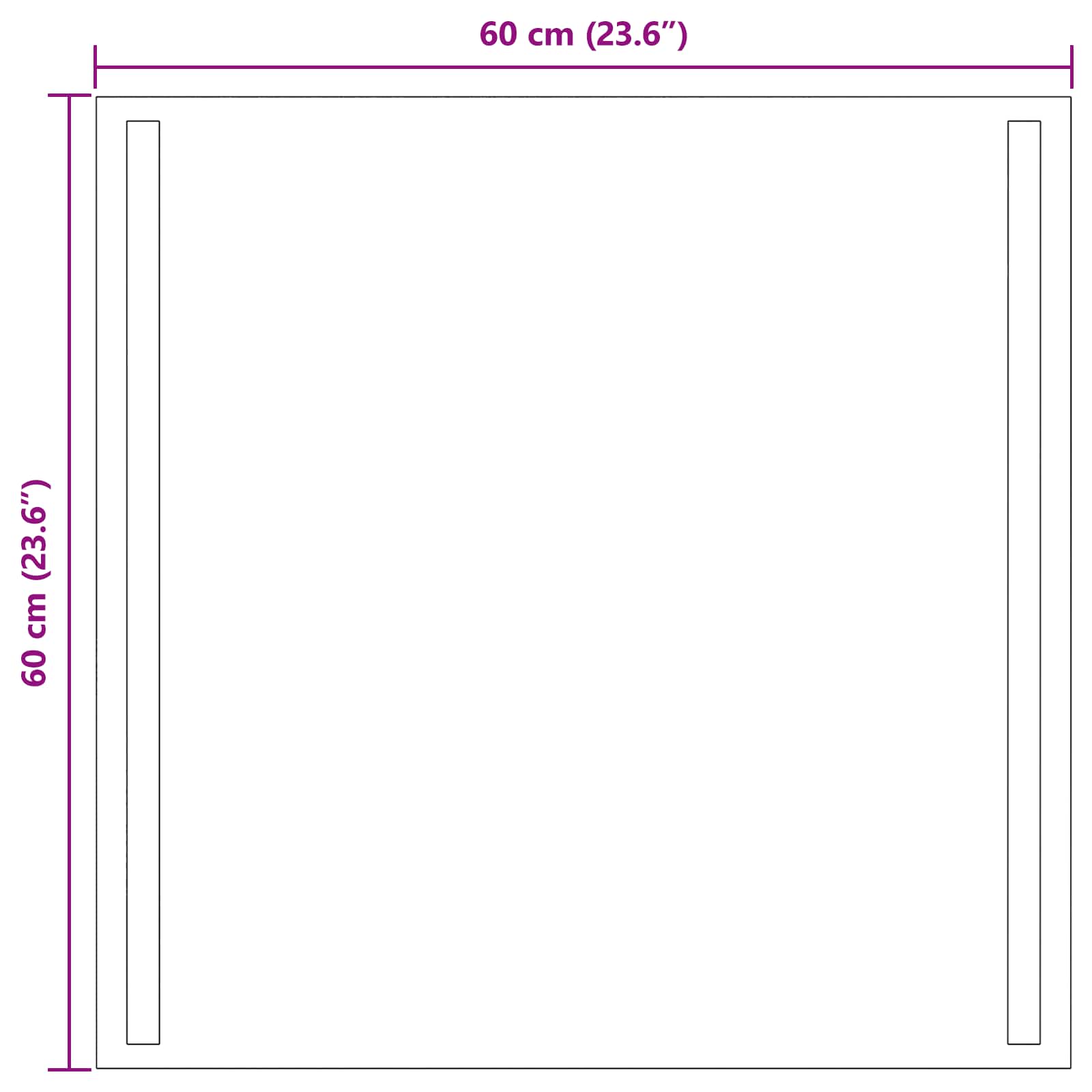 vidaXL LED Bathroom Mirror Transparent 60 x 60 cm Tempered Glass 5