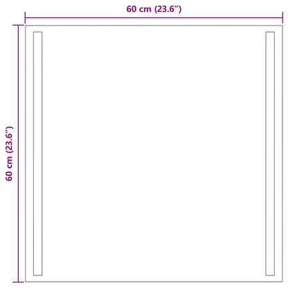 vidaXL LED Bathroom Mirror Transparent 60 x 60 cm Tempered Glass 5