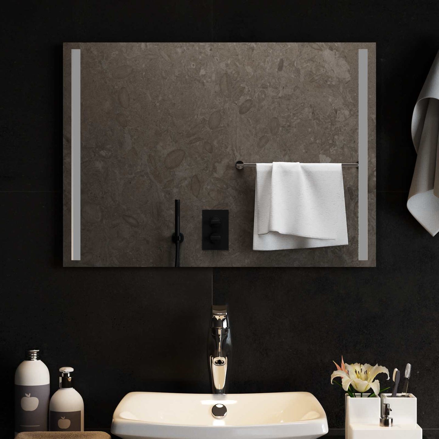 vidaXL LED Bathroom Mirror Transparent 70 x 50 cm Tempered Glass 1