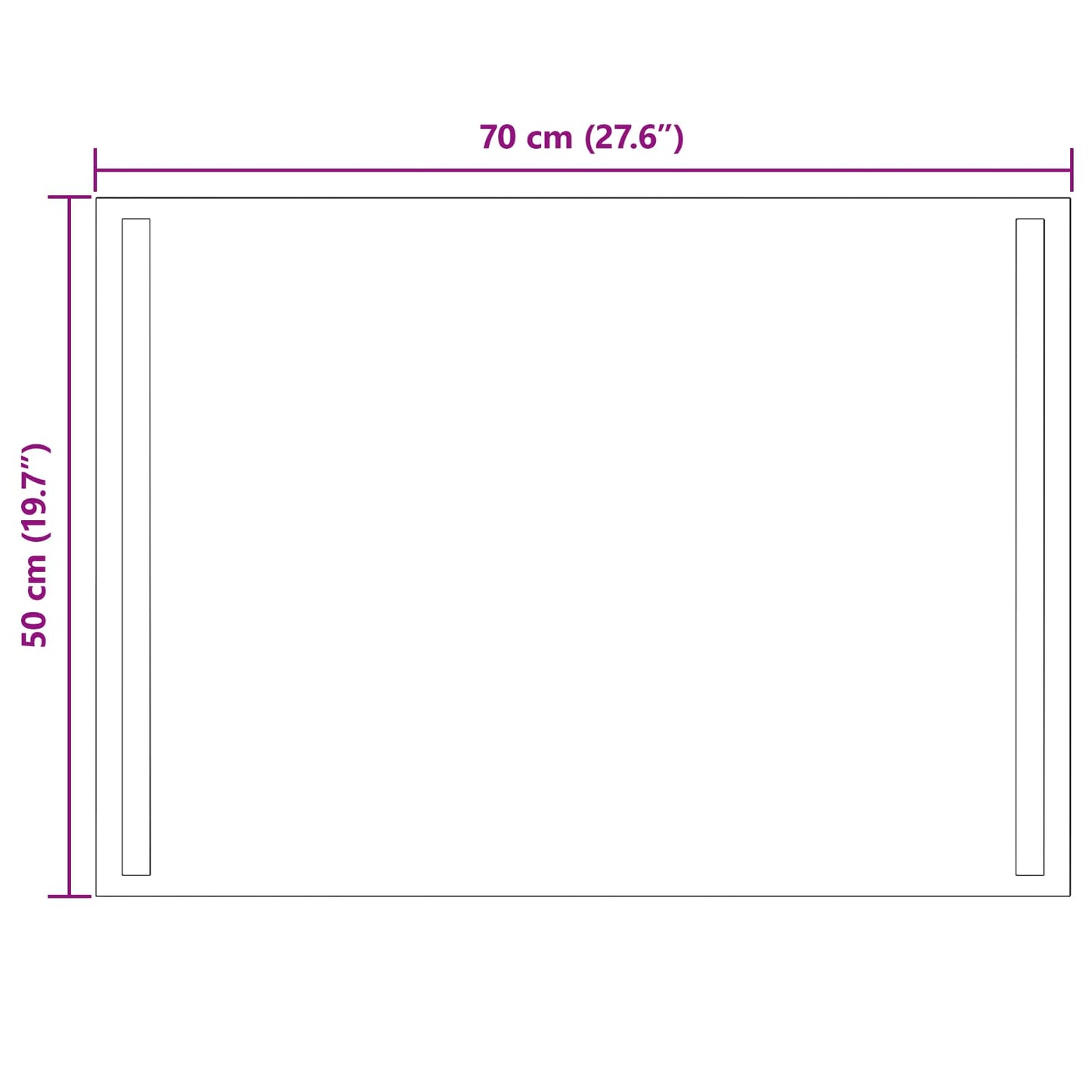 vidaXL LED Bathroom Mirror Transparent 70 x 50 cm Tempered Glass 5