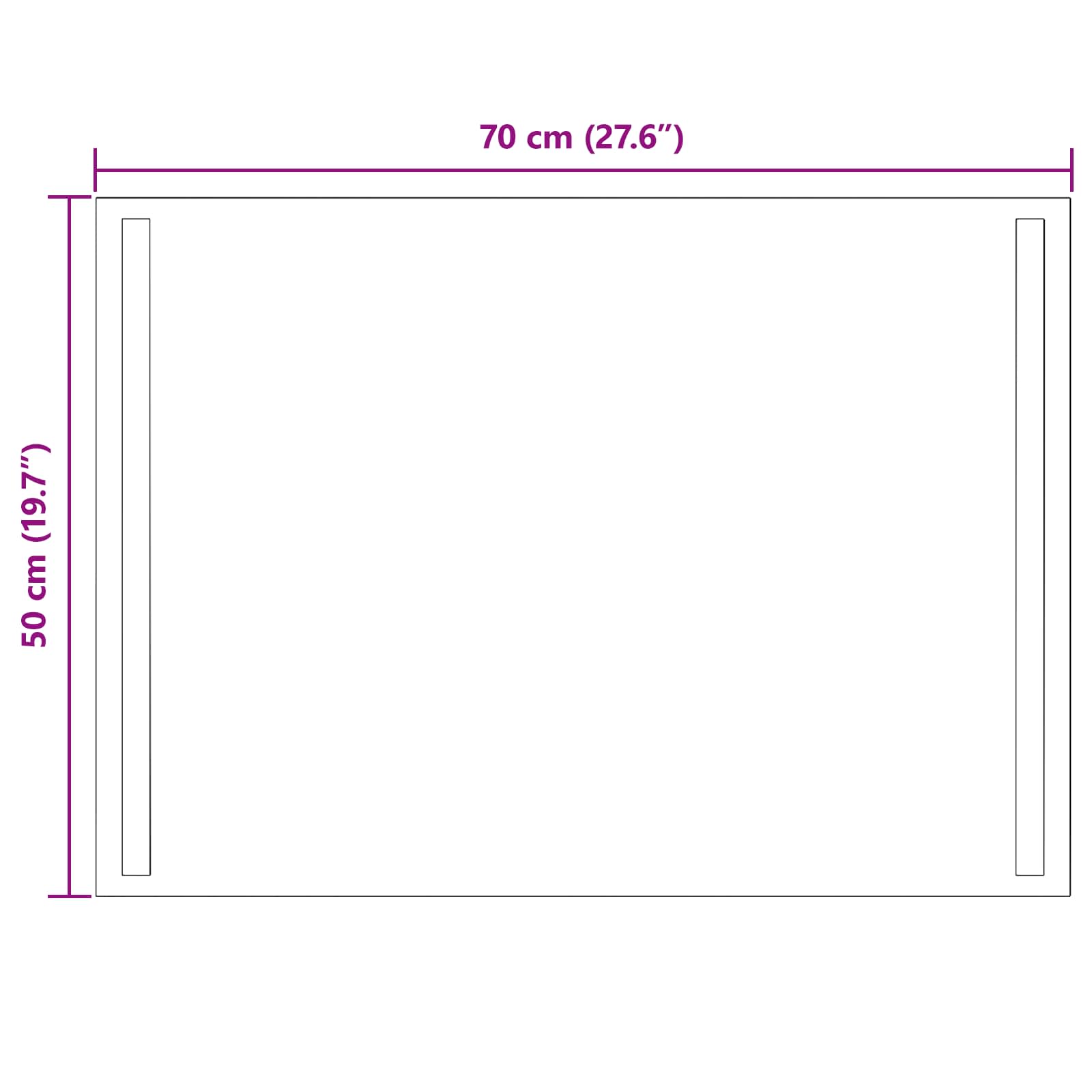 vidaXL LED Bathroom Mirror Transparent 70 x 50 cm Tempered Glass 5