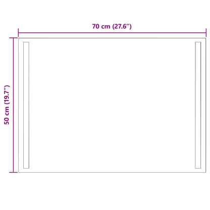 vidaXL LED Bathroom Mirror Transparent 70 x 50 cm Tempered Glass 5