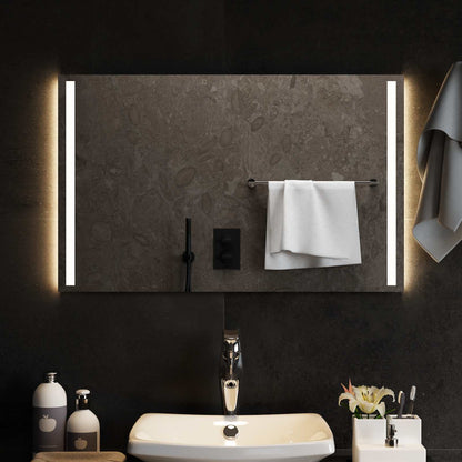 vidaXL LED Bathroom Mirror Transparent 80 x 50 cm Tempered Glass 3