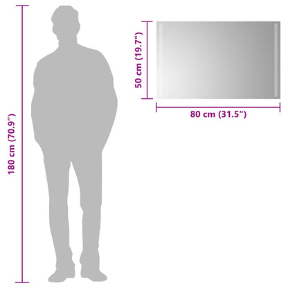 vidaXL LED Bathroom Mirror Transparent 80 x 50 cm Tempered Glass 6