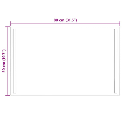 vidaXL LED Bathroom Mirror Transparent 80 x 50 cm Tempered Glass 5