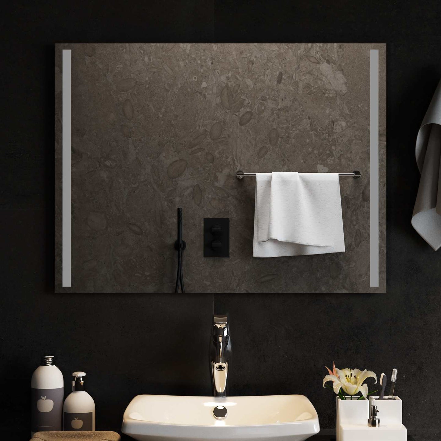 vidaXL LED Bathroom Mirror Transparent 80 x 60 cm Tempered Glass 1