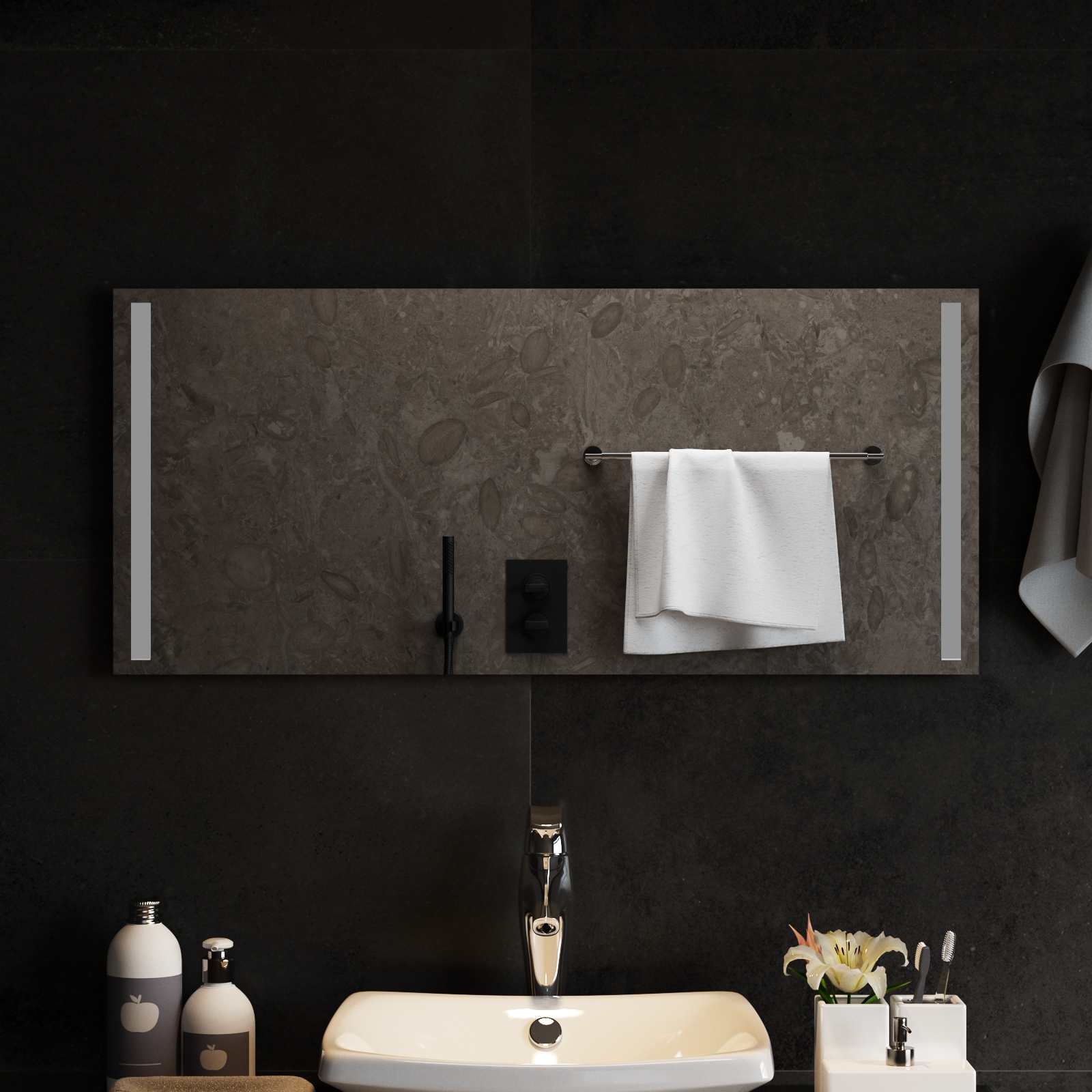 vidaXL LED Bathroom Mirror Transparent 90 x 40 cm Tempered Glass 1