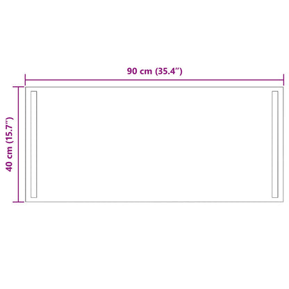 vidaXL LED Bathroom Mirror Transparent 90 x 40 cm Tempered Glass 5