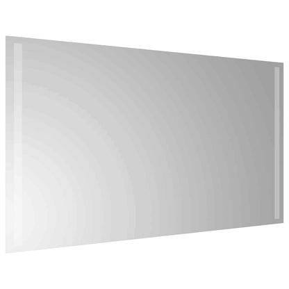 vidaXL LED Bathroom Mirror Transparent 90 x 50 cm Tempered Glass 4