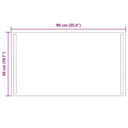 vidaXL LED Bathroom Mirror Transparent 90 x 50 cm Tempered Glass 5