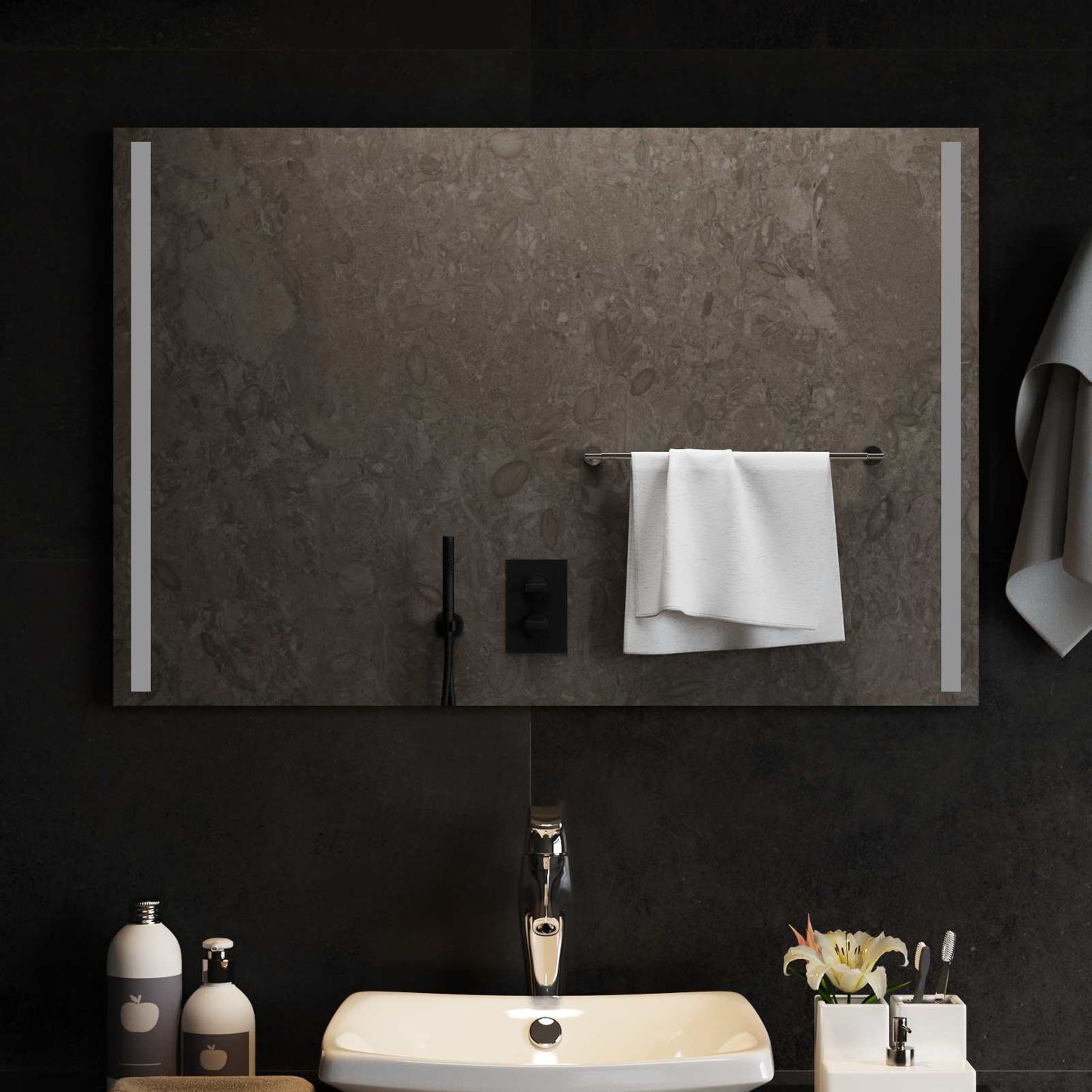 vidaXL LED Bathroom Mirror Transparent 90 x 60 cm Tempered Glass 1