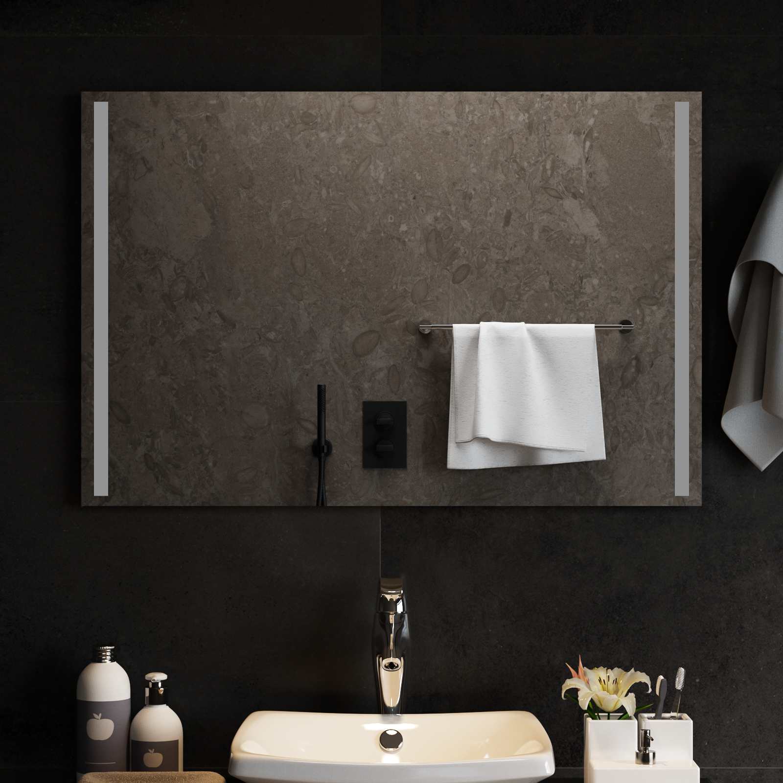 vidaXL LED Bathroom Mirror Transparent 90 x 60 cm Tempered Glass 1
